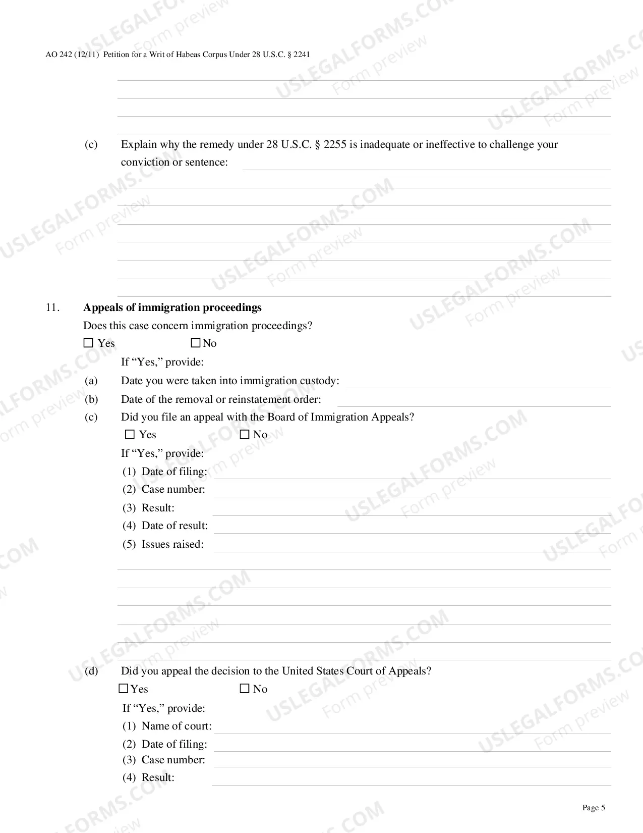 Preview Application for Writ of Habeas Corpus under 28 U.S.C. 2241 by a Person in Federal Custody