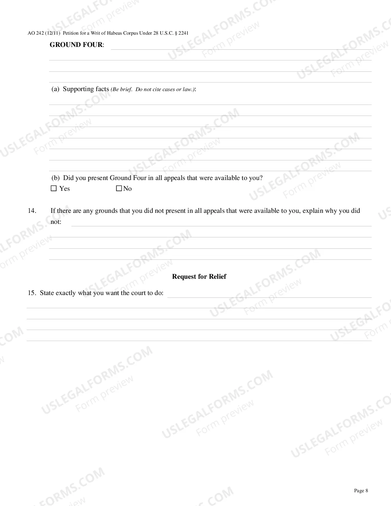 Preview Application for Writ of Habeas Corpus under 28 U.S.C. 2241 by a Person in Federal Custody