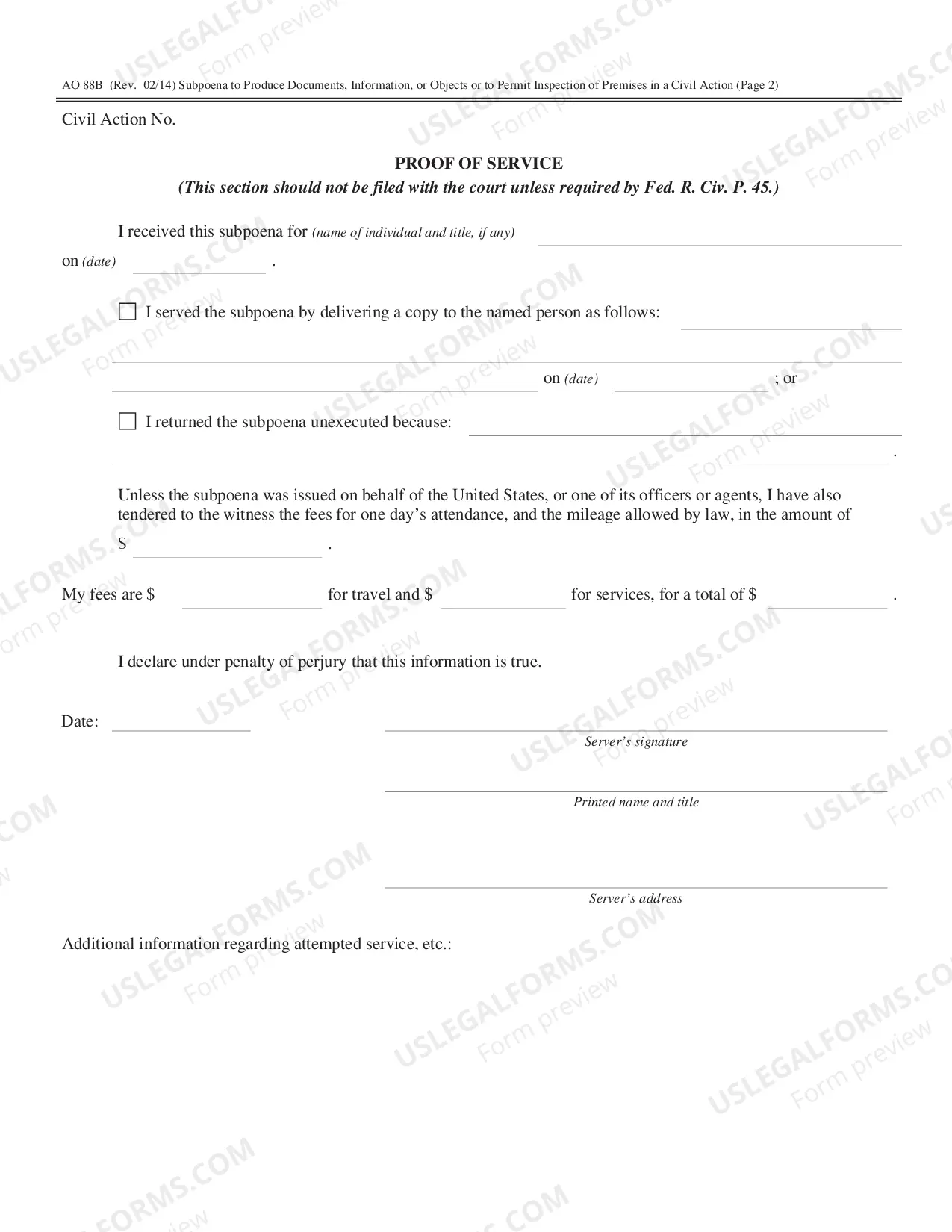 Preview Subpoena to Produce Documents, Information, or Objects in a Criminal Case