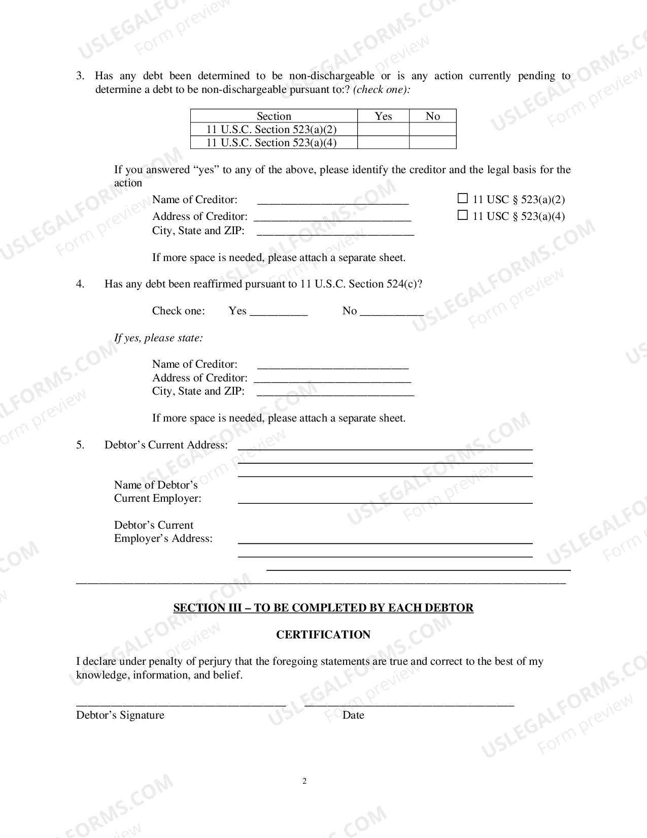 Preview Certificate Regarding Domestic Support Obligations