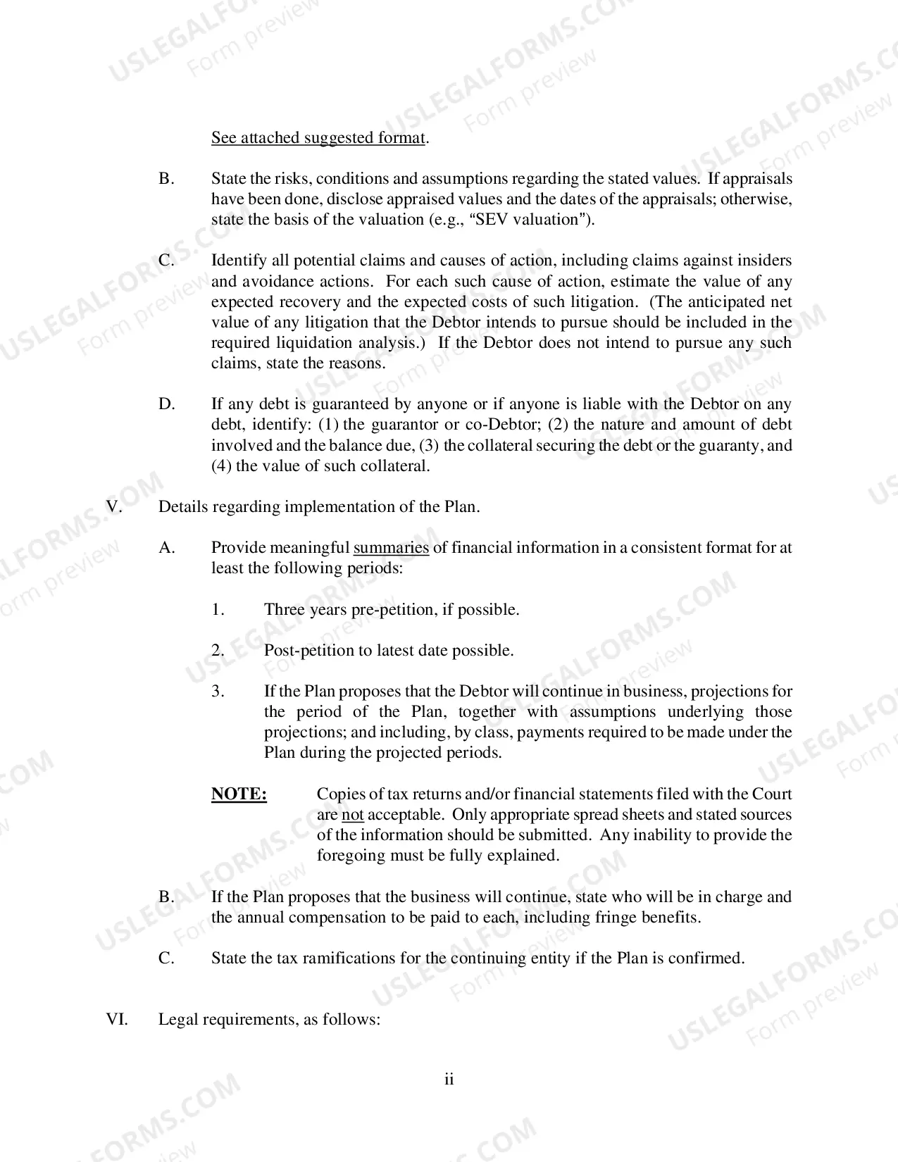 Preview Combined Plan and Disclosure Statement - Judge Oxholm