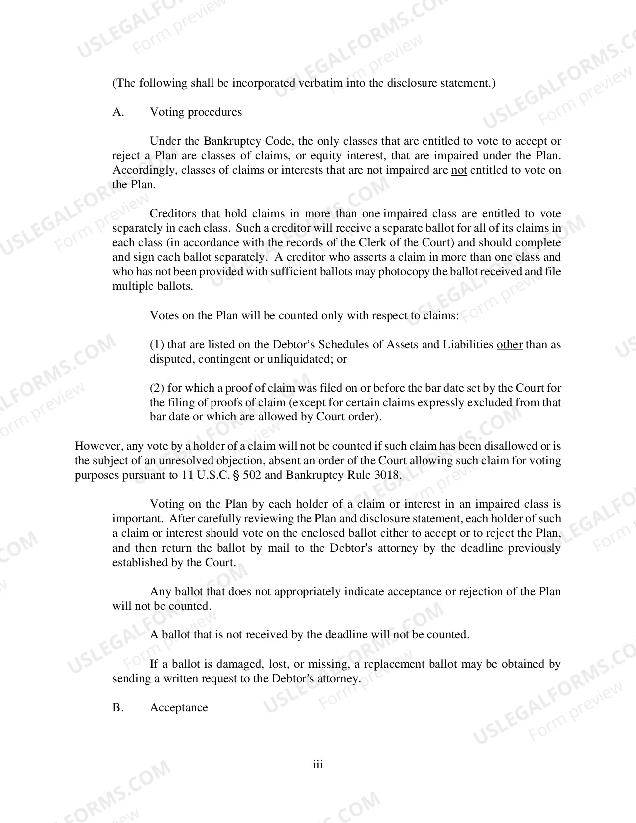 Preview Combined Plan and Disclosure Statement - Judge Oxholm