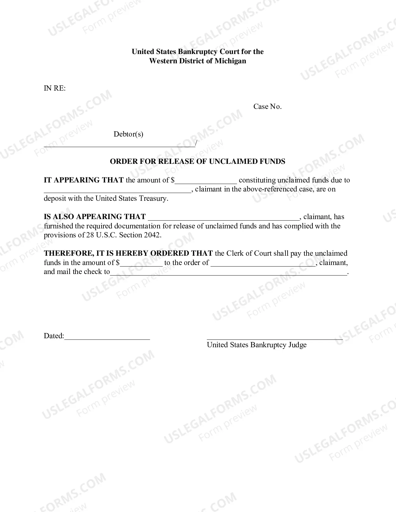 Preview Application For Release of Unclaimed Funds (Claimant)