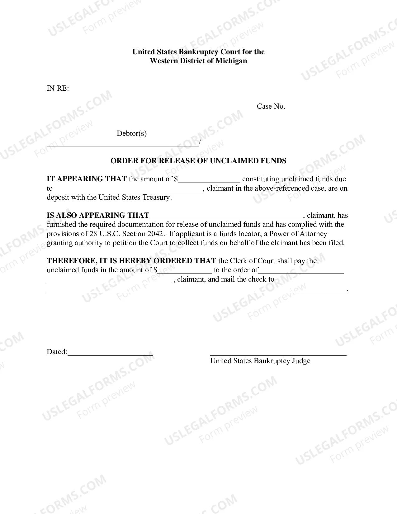 Preview Application For Release of Unclaimed Funds (Funds Locator)