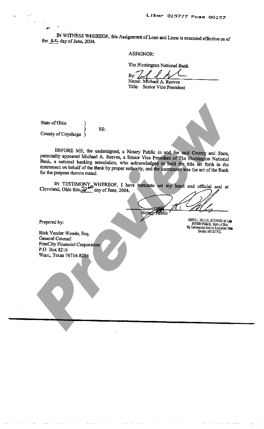 Preview Assignment of Loan And Liens