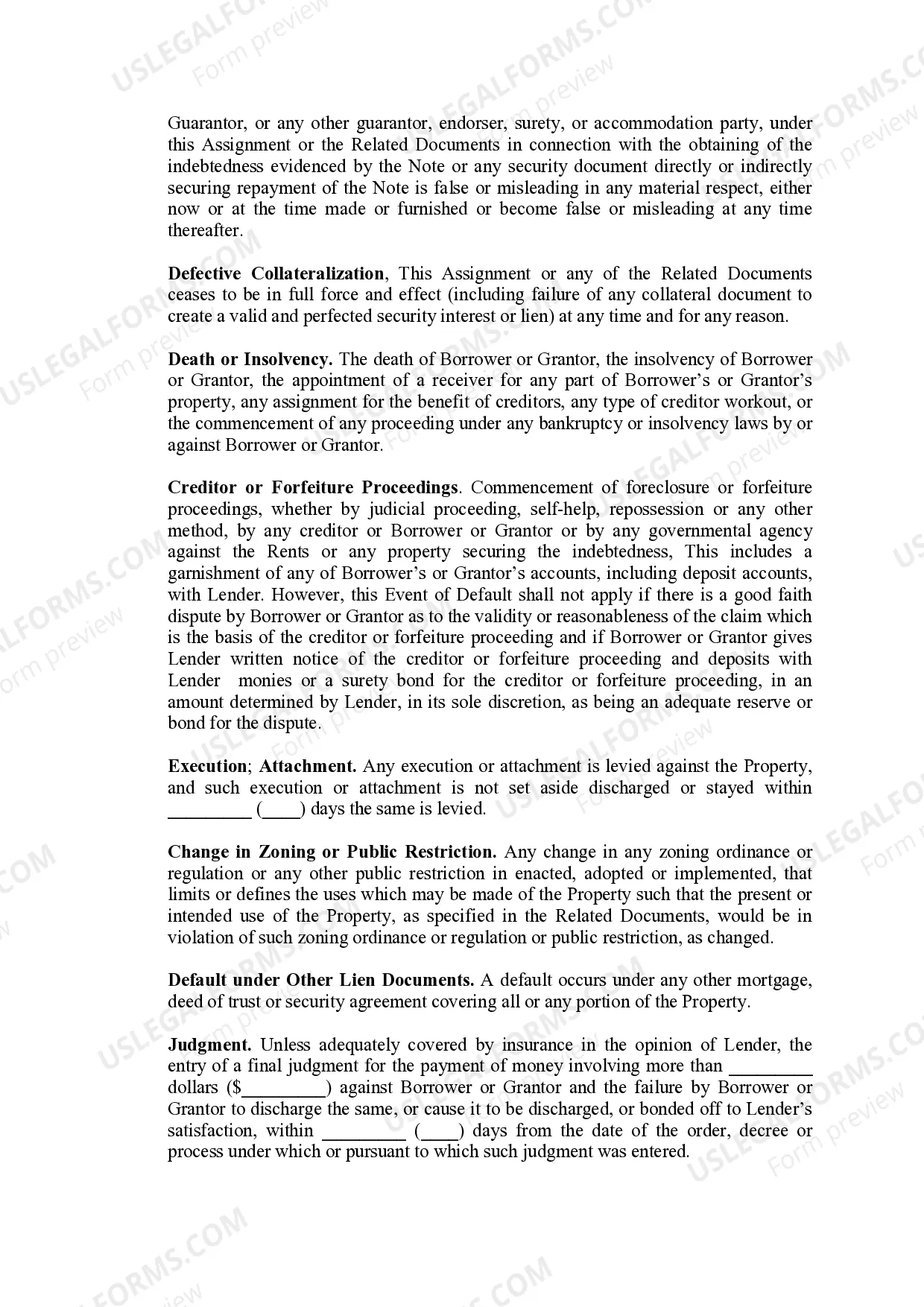 Preview Assignment of Rents