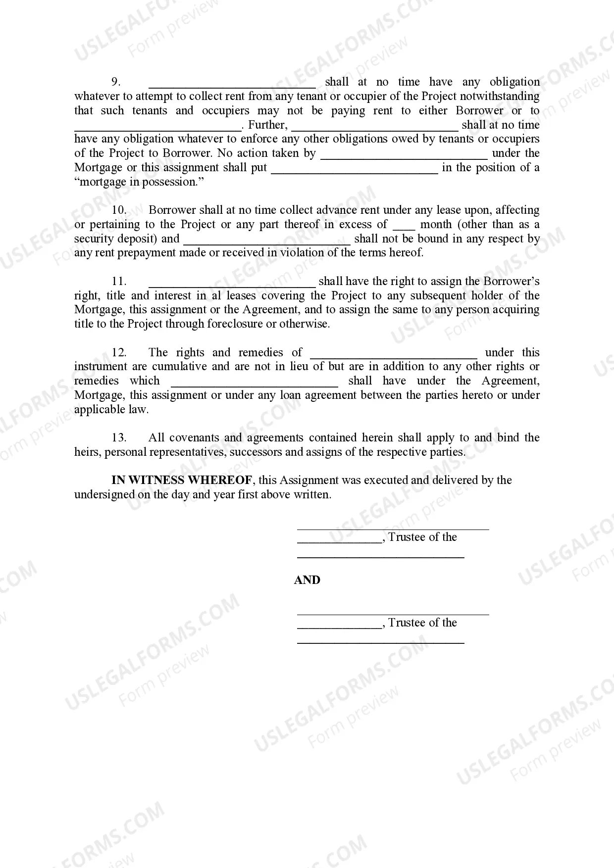 Preview Assignments of Leases and Rents
