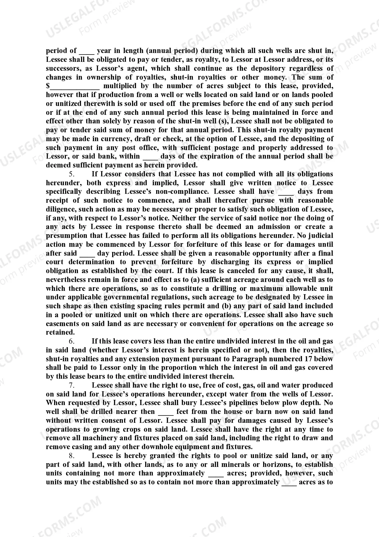 Preview Oil and Gas Lease