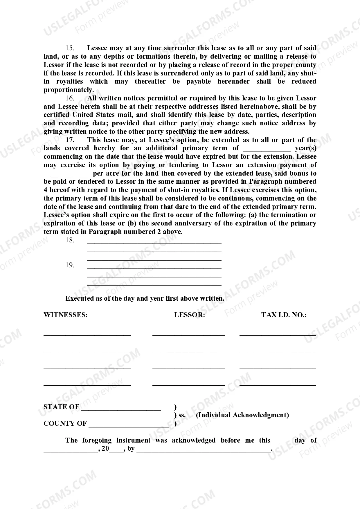 Preview Oil and Gas Lease