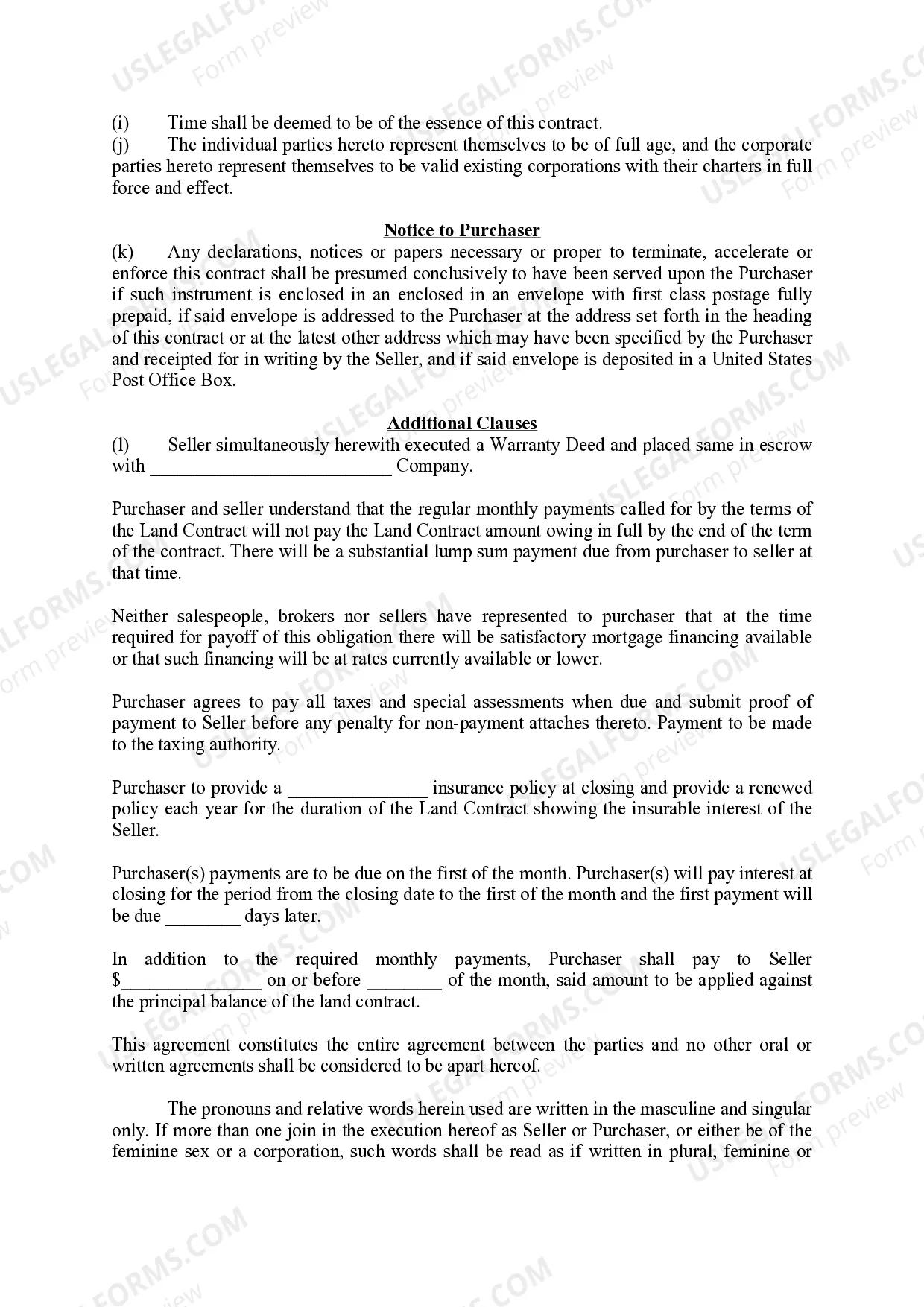 Preview Land Contract