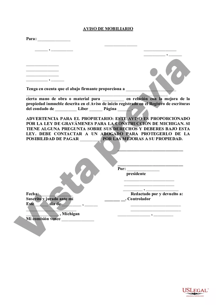 Preview Aviso de equipamiento