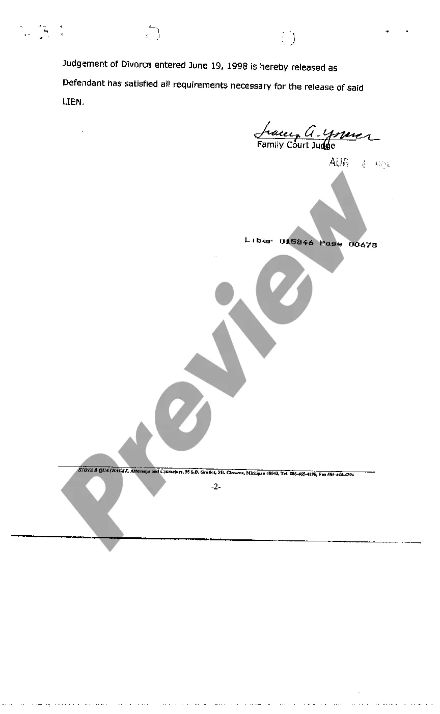 Preview Order for Release of Lien