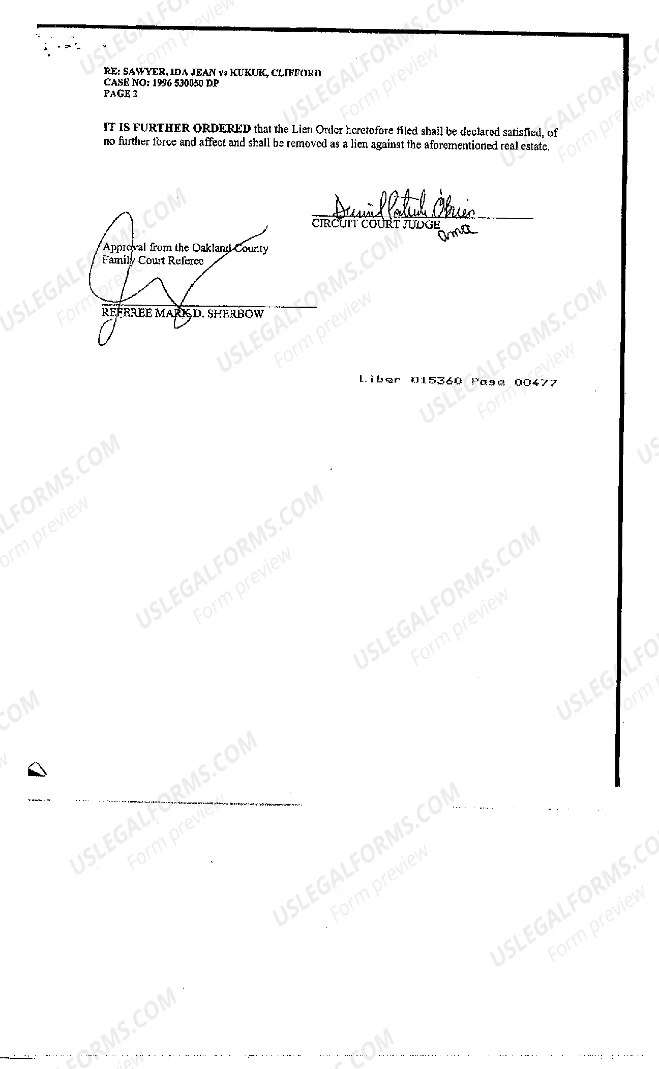 Preview Order Removing Lien