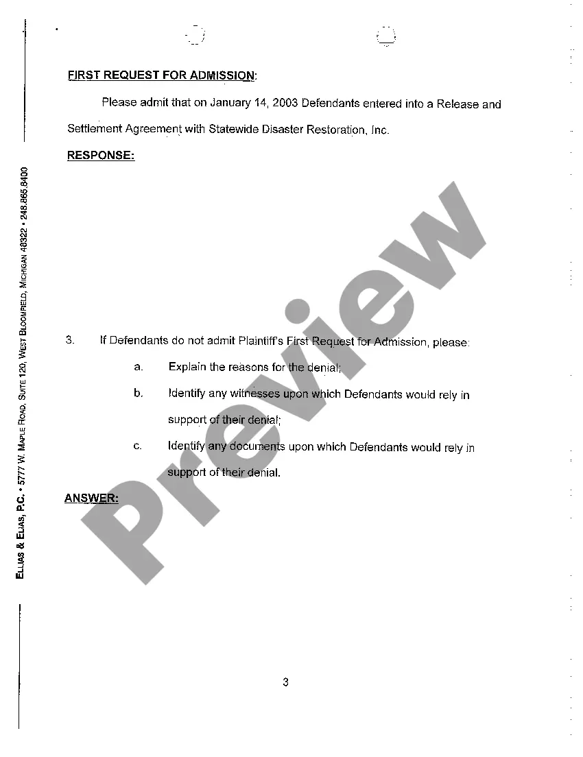 Preview A02 Plaintiff's First Interrogatories And Request for Admissions to Defendant