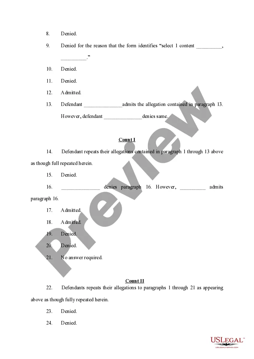 Preview Defendants' Answer with Affirmative Defenses