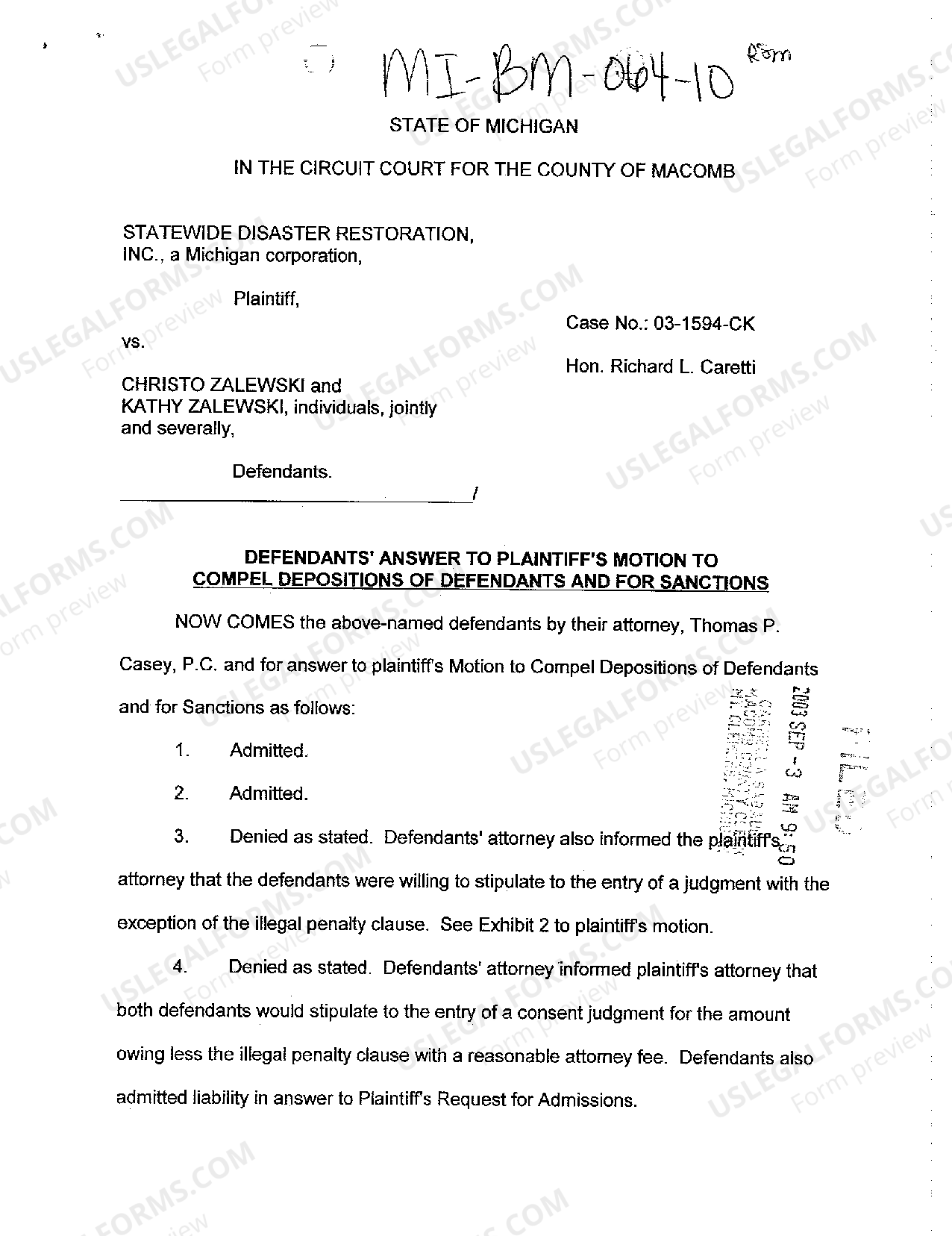 Detroit Michigan Defendants Answer to Plaintiff's Motion to Compel