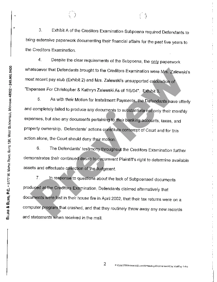 Get A15 Supplemental Objections to Defendants' Motion for Installment Payments Preview A15 Supplemental Objections to Defendants' Motion for Installment Payments