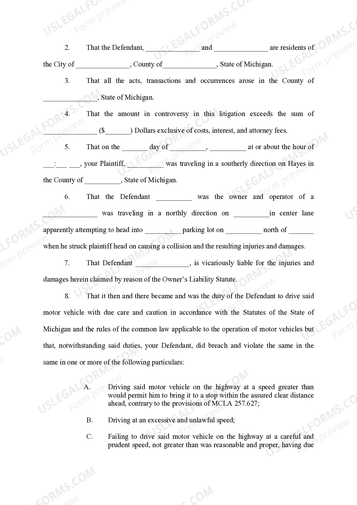 Preview Complaint and Jury Demand (Auto accident)