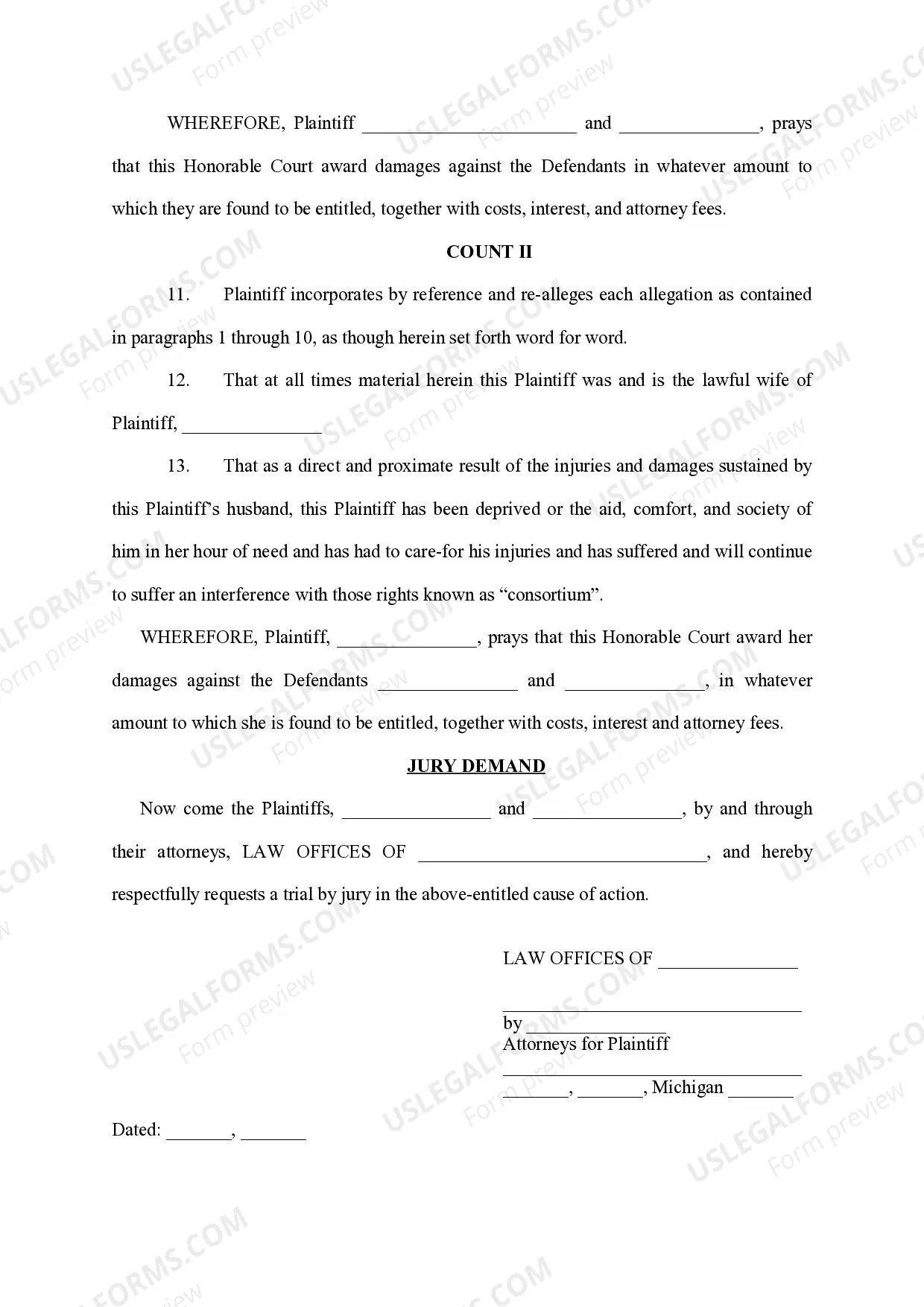 Preview Complaint and Jury Demand (Auto accident)