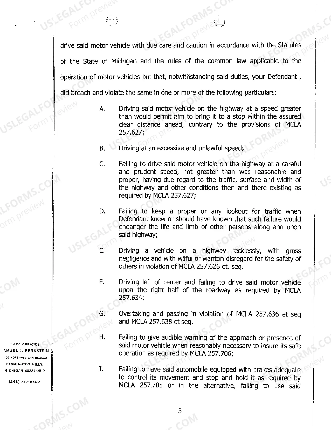 Preview A01 Complaint And Jury Demand regarding Two Car Collision