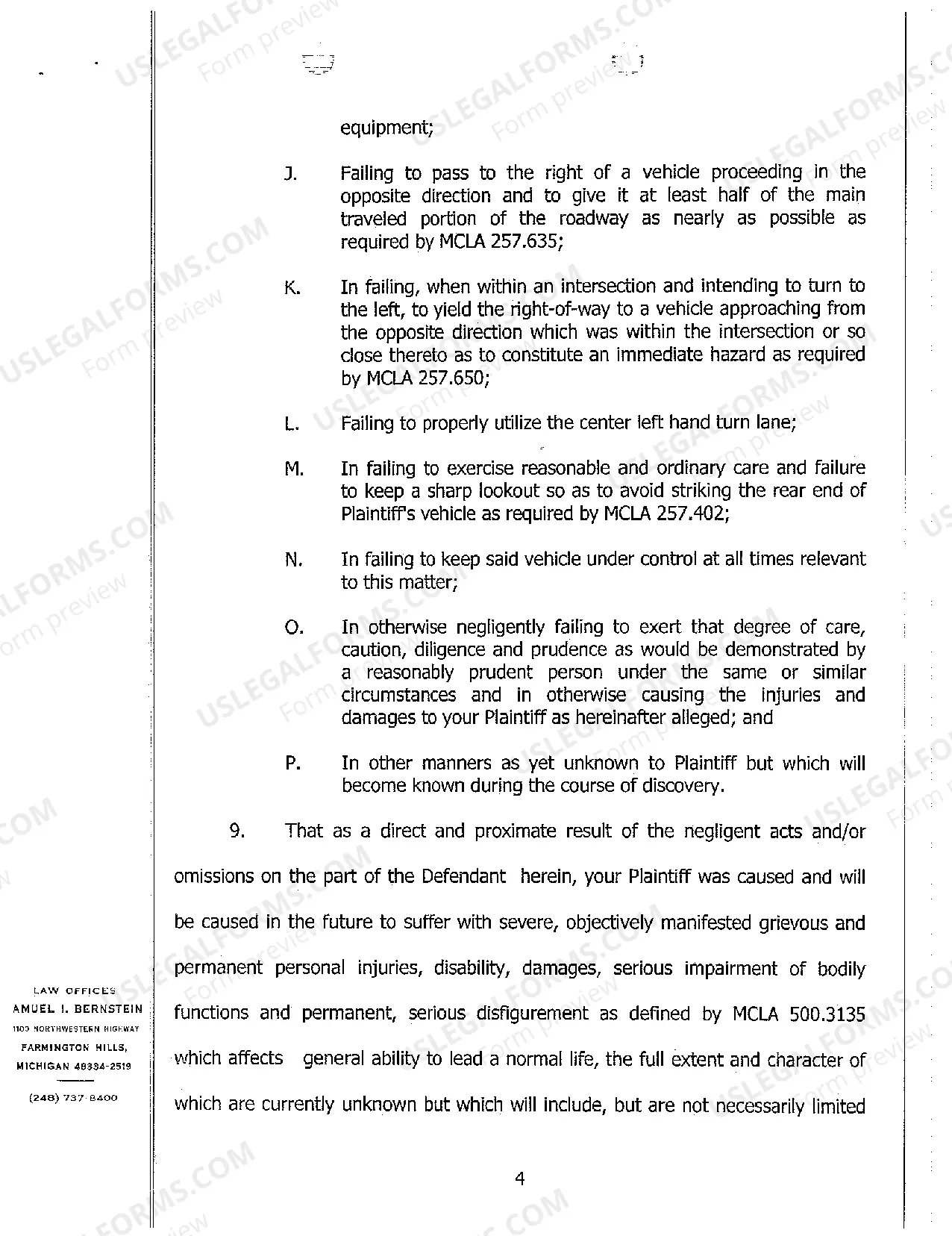 Preview A01 Complaint And Jury Demand regarding Two Car Collision