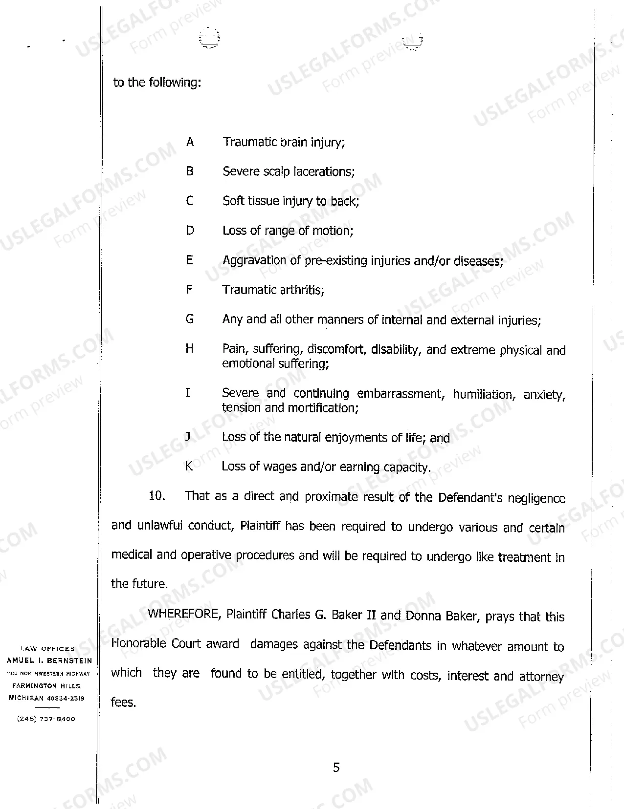 Preview A01 Complaint And Jury Demand regarding Two Car Collision