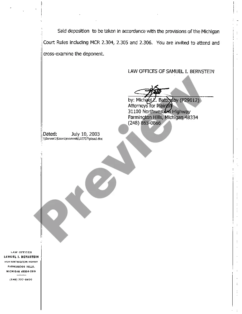 Preview A05 Notice of Taking Deposition