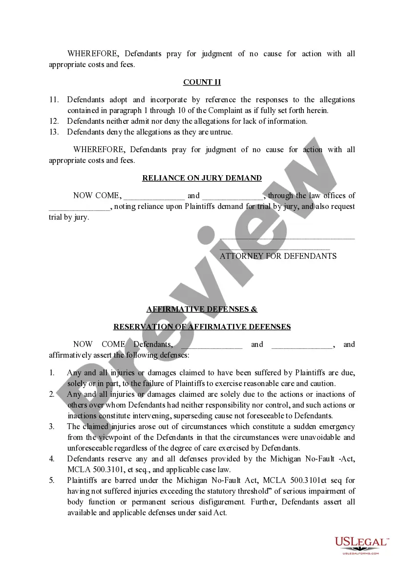 Preview Answer to Complaint