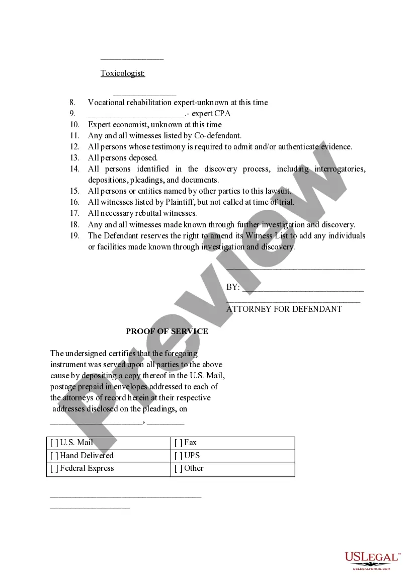 Get Defendants Witness List Preview Defendants Witness List