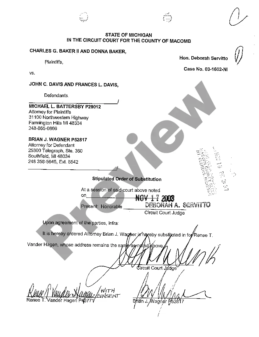 Get A11 Stipulated Order of Substitution Preview A11 Stipulated Order of Substitution