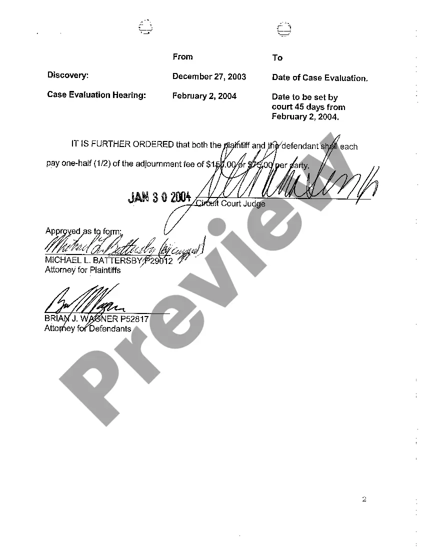 Preview A12 Stipulated Order Adjourning Case Evaluation