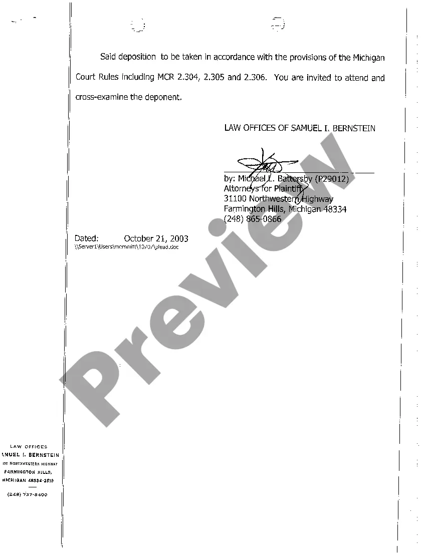 Preview A13 Re-Notice of Taking Deposition