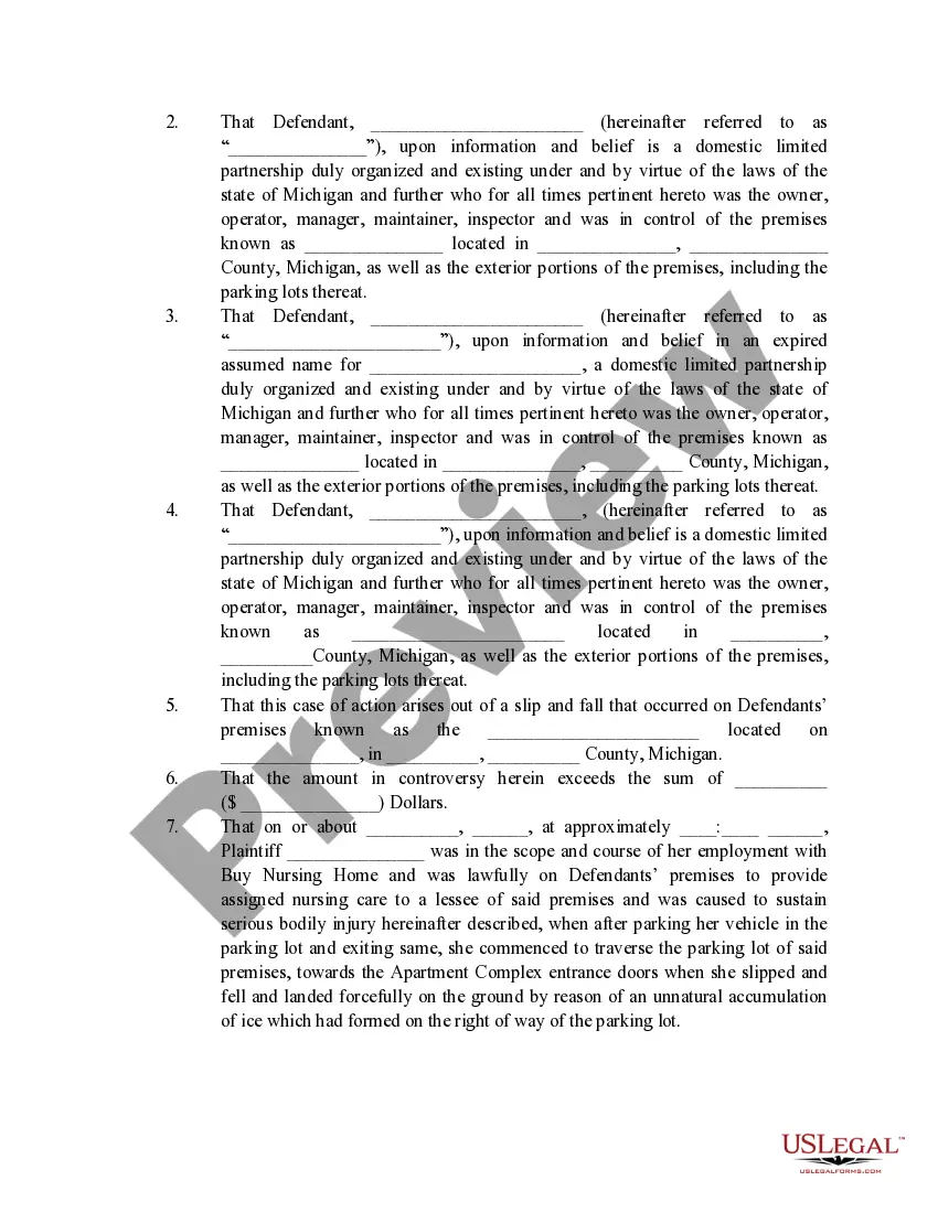 Preview Complaint -Slip and Fall