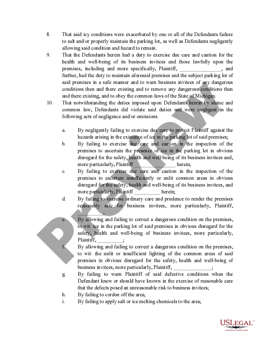 Preview Complaint -Slip and Fall