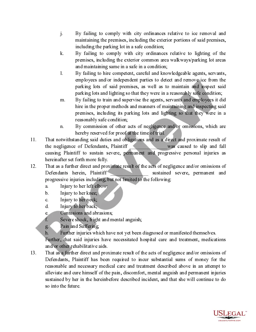 Preview Complaint -Slip and Fall