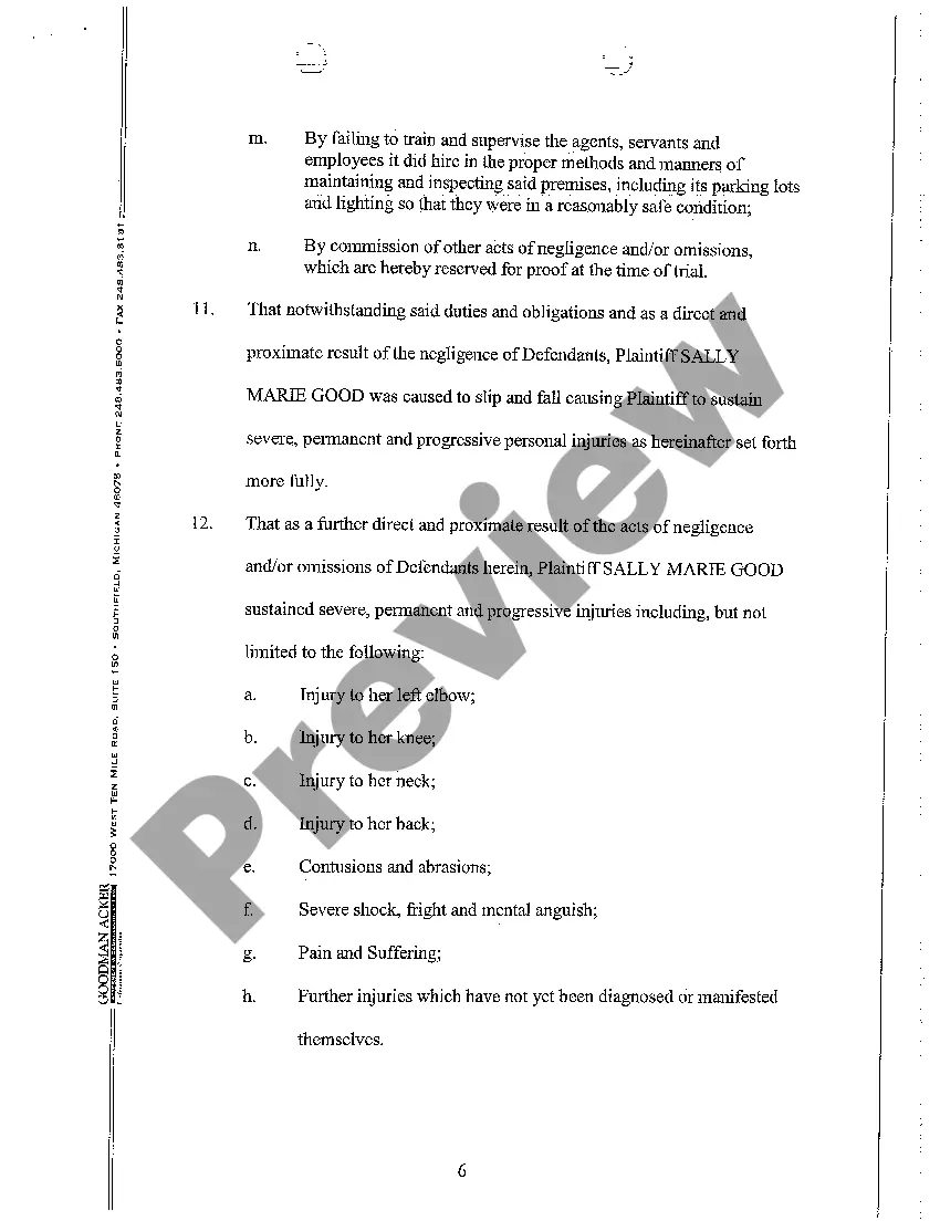 Get A01 Complaint regarding Slip and Fall on Ice in Parking Lot at Apartment Complex Preview A01 Complaint regarding Slip and Fall on Ice in Parking Lot at Apartment Complex