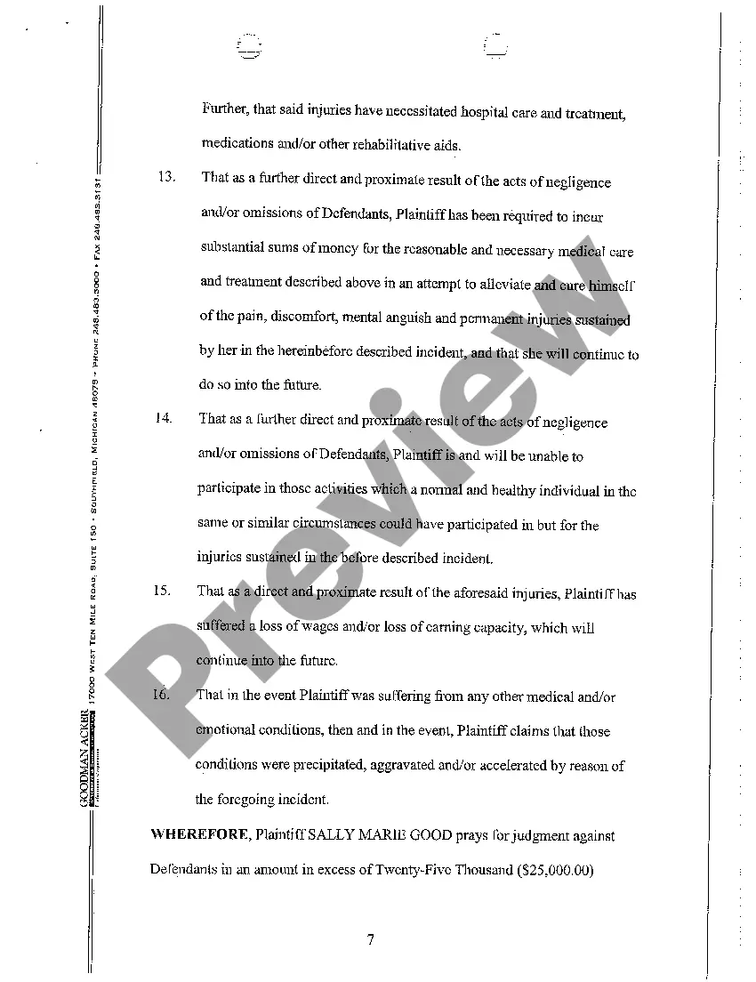 Get A01 Complaint regarding Slip and Fall on Ice in Parking Lot at Apartment Complex Preview A01 Complaint regarding Slip and Fall on Ice in Parking Lot at Apartment Complex