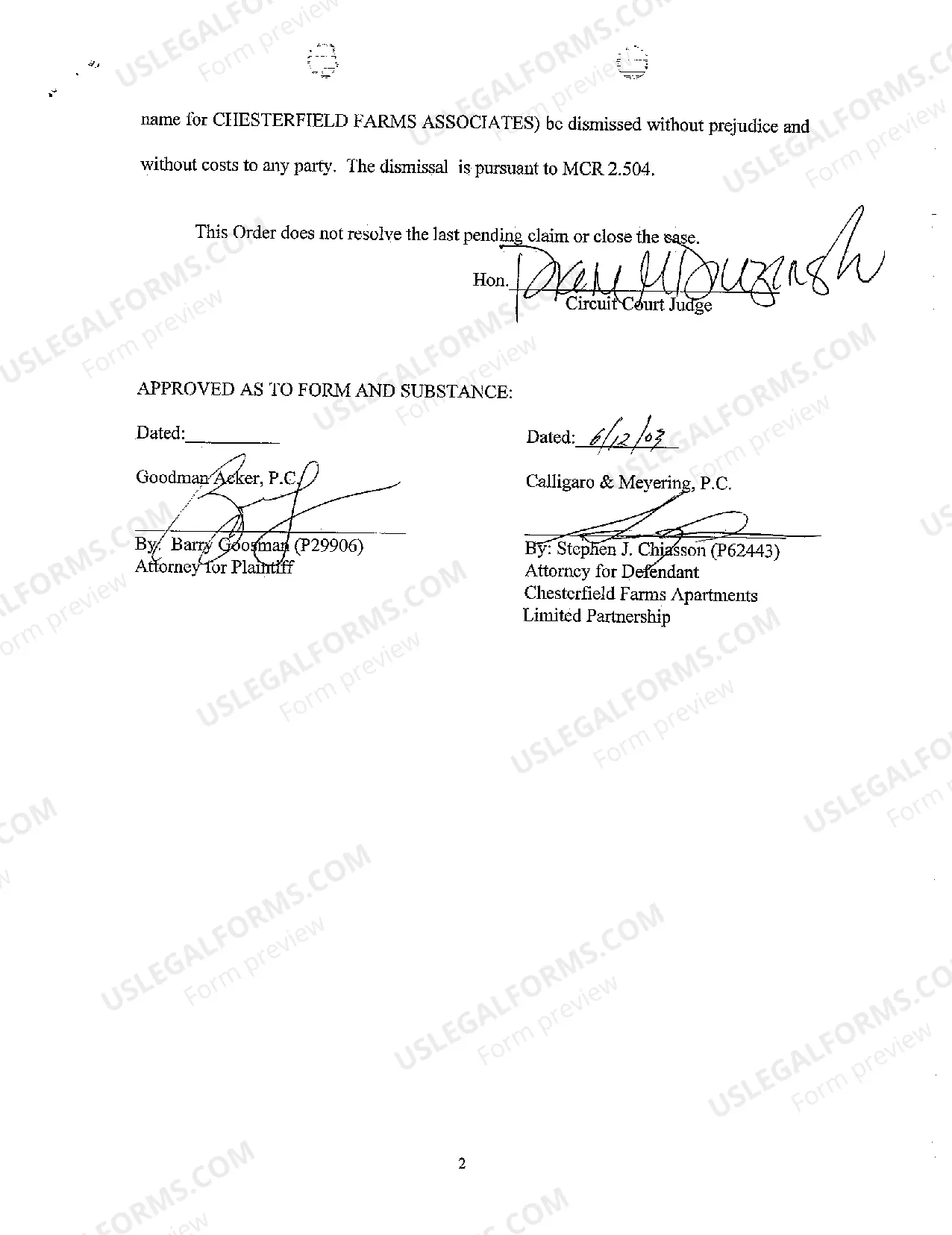 Preview A06 Stipulated Order of Voluntary Dismissal of Unserved Defendants