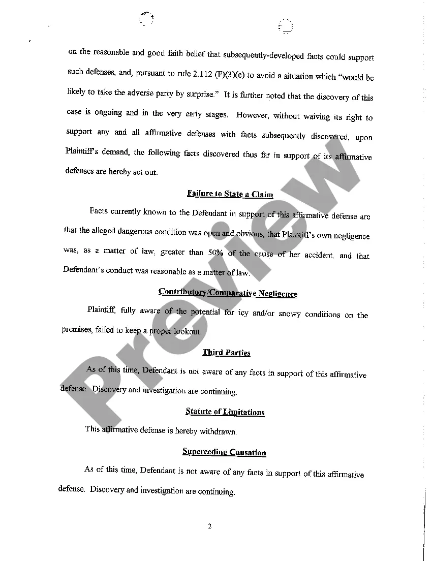 Preview A07 Defendant's Response to Plaintiff's Demand for Statement of Facts In Support of Affirmative Defenses