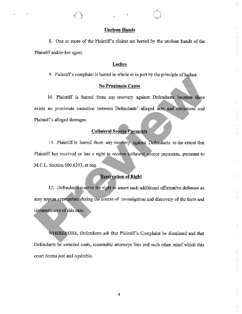 Preview A09 Defendants' Answer to Complaint, Affirmative Defenses And Jury Demand