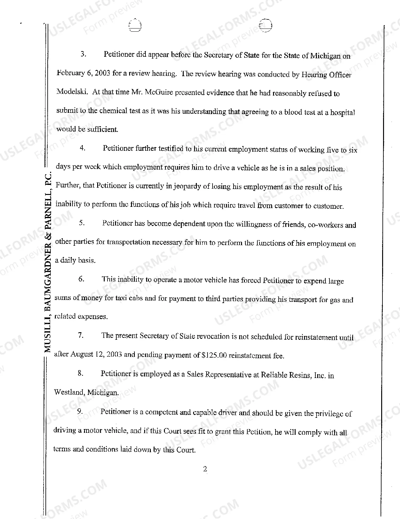 Preview A01 Petition for Restoration of Driver's License