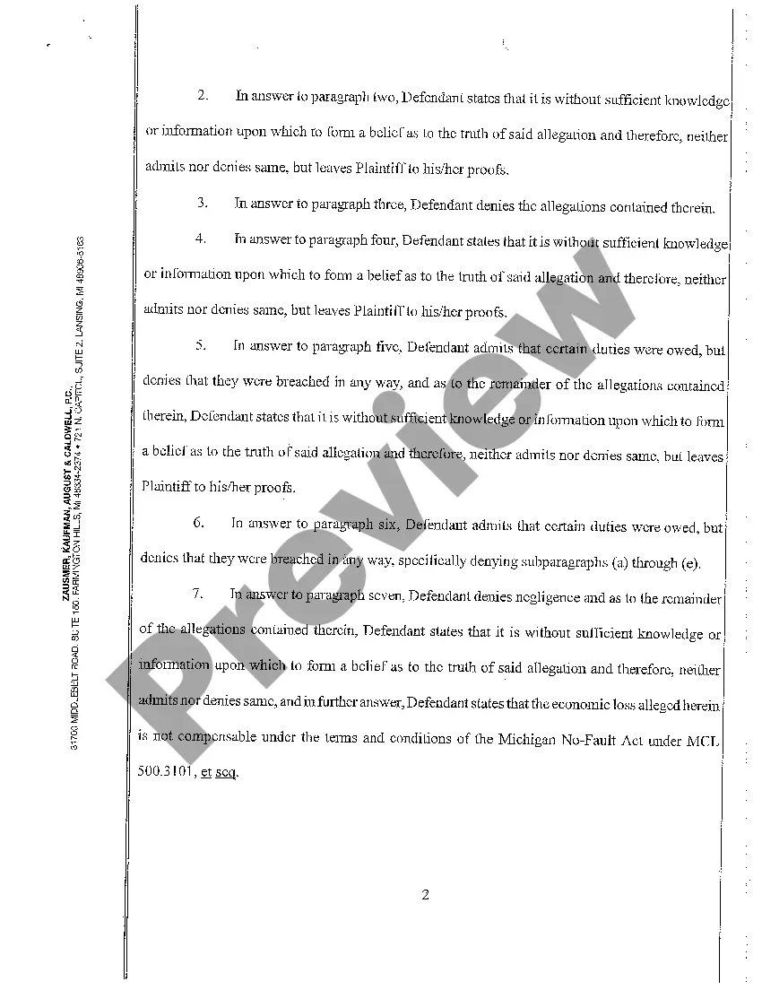 Preview A08 Answer to Complaint