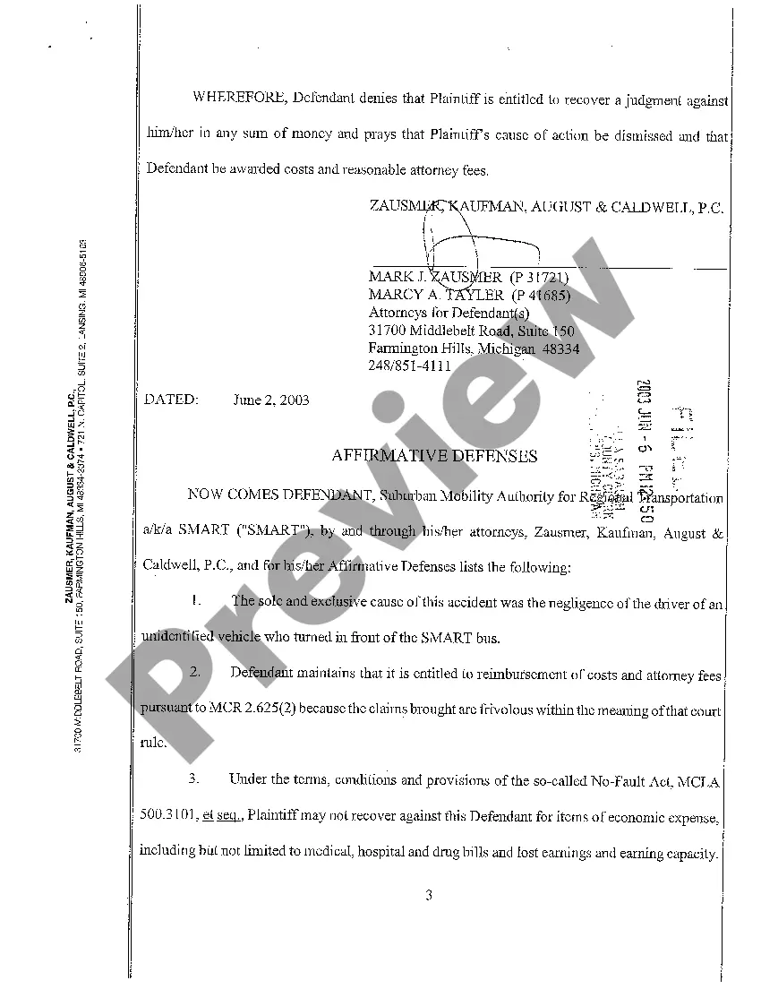 Preview A08 Answer to Complaint