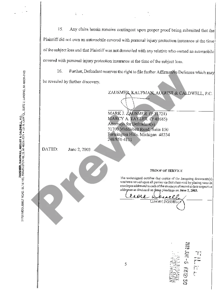 Preview A08 Answer to Complaint