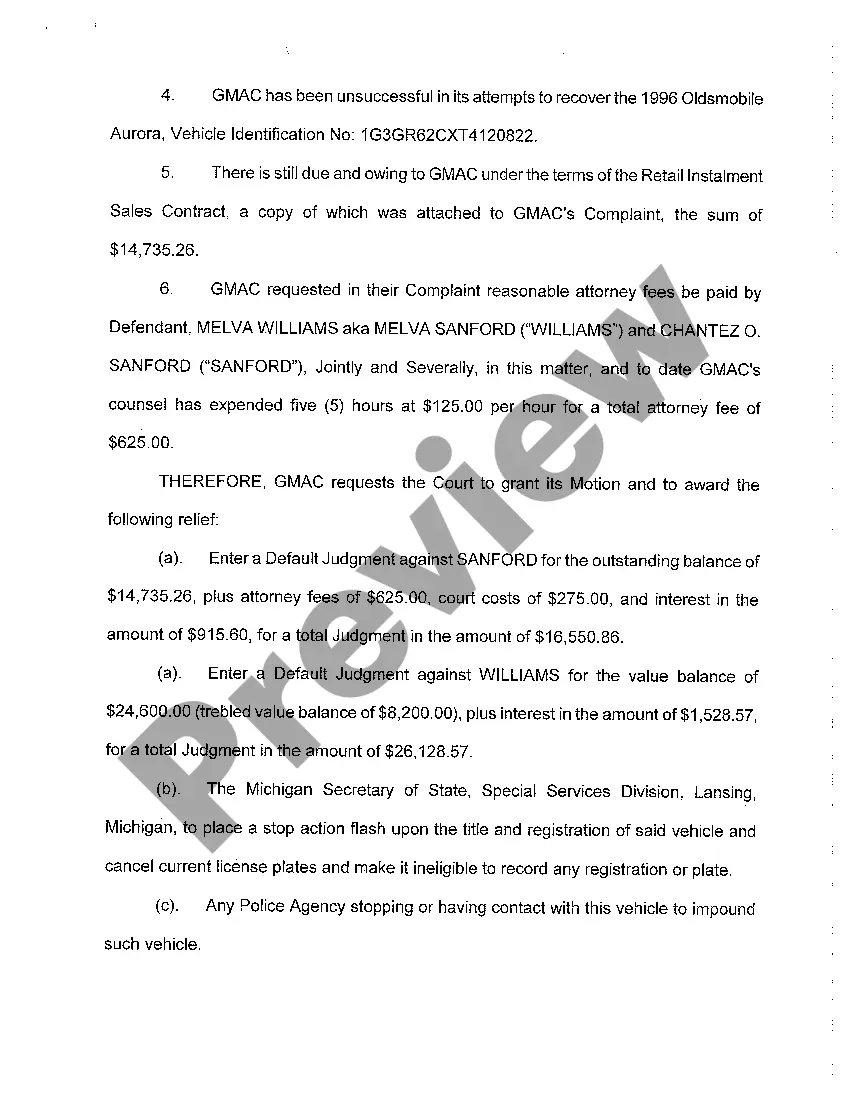 Get A05 Motion for Entry of Default Judgment Award of Attorney Fees And for Issuance of Order to Seize Property Preview A05 Motion for Entry of Default Judgment Award of Attorney Fees And for Issuance of Order to Seize Property