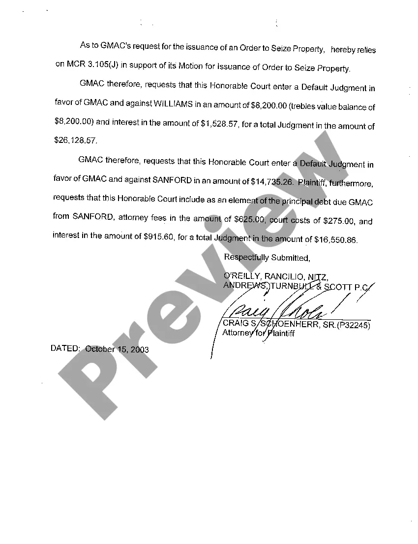 Get A06 Brief In Support of Motion for Entry of Default Judgment Award of Attorney Fees And for Issuance of Order to Seize Property Preview A06 Brief In Support of Motion for Entry of Default Judgment Award of Attorney Fees And for Issuance of Order to Seize Property