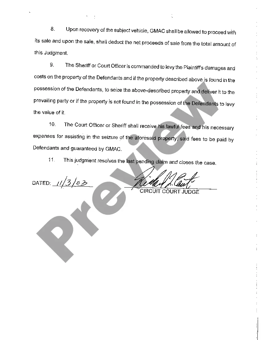 Get A11 Default Judgment And Order to Seize Property Preview A11 Default Judgment And Order to Seize Property