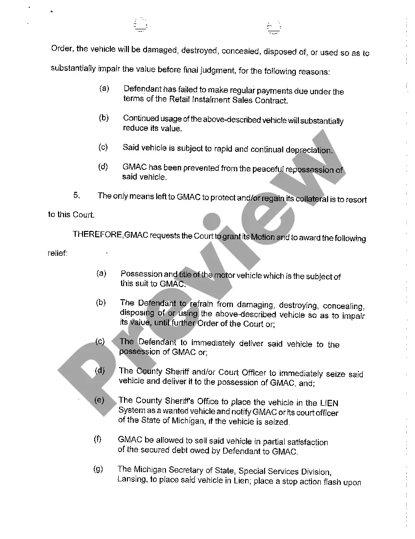 Preview A14 Verified Motion for Possession Pending Final Judgment