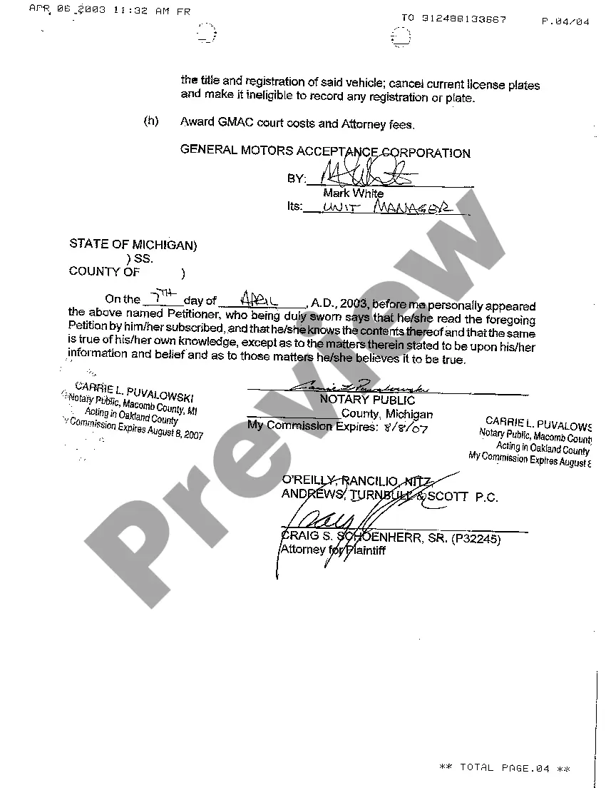 Preview A14 Verified Motion for Possession Pending Final Judgment