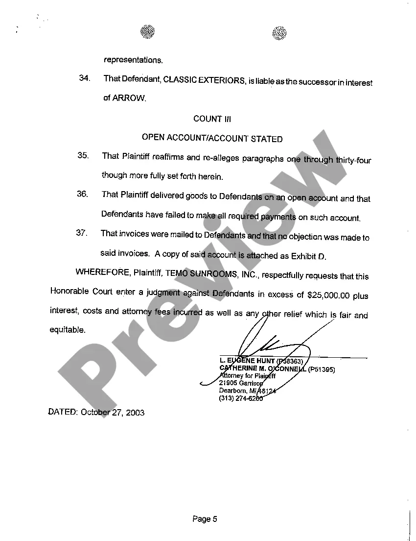 Preview A01 Complaint regarding Default on Payment Under Dealership Agreement and Purchase Money Agreement